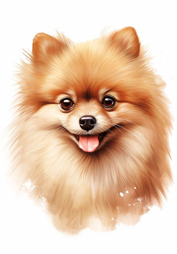 Pomeranian Family Portrait, Light Maroon and Amber Tones