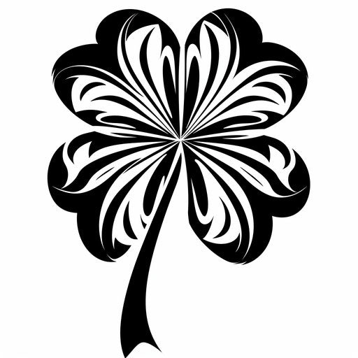 Bold tribal clover tattoo on clean white background