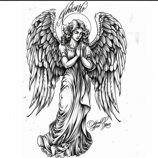 Majestic guardian angel tattoo design