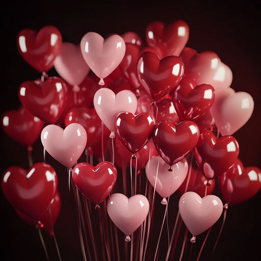 Valentine's Day backdrop with heart-shaped balloons