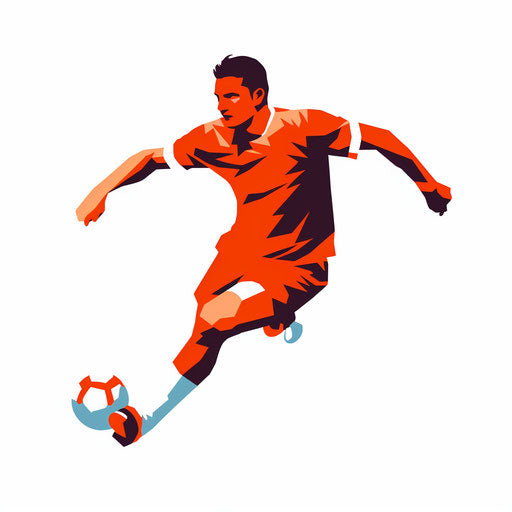 Soccer player in Minimalist style on white background