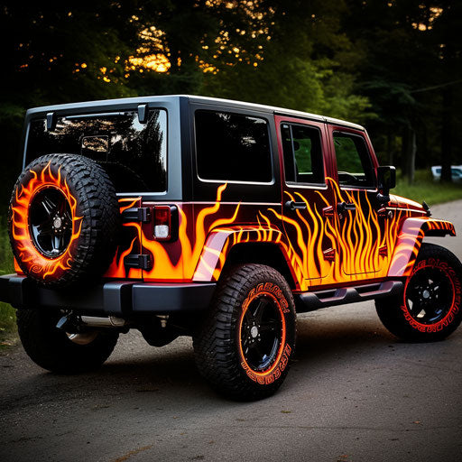 Classic flame decals on Jeep Wrangler