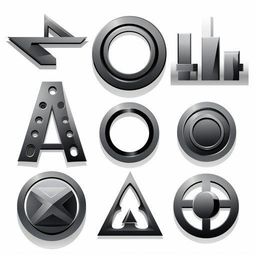 Minimalist metal clipart on white background