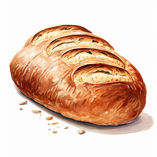 Bread illustration in the style of chiaroscuro art, on white background