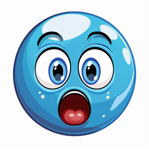 Cute blue sphere surprised emoji icon