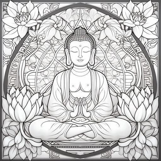 Free enlightened Buddha drawing, Eastern-inspired motifs