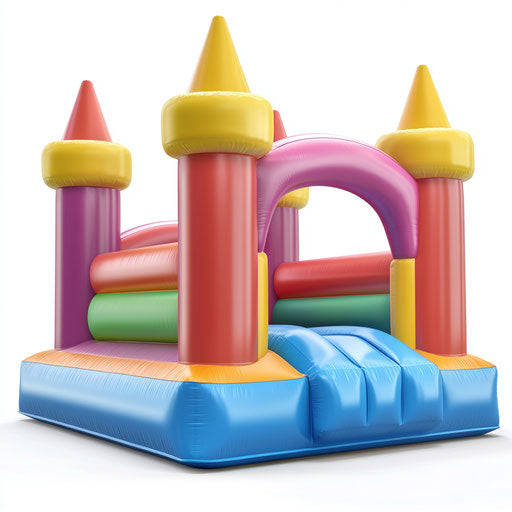 3D Bouncy Castle with flat white background, isolated clipart