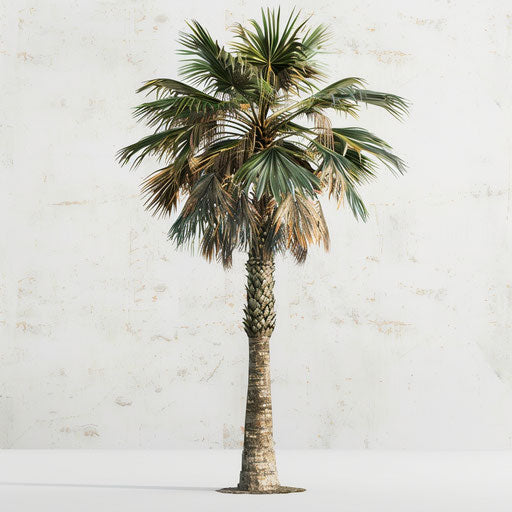 Realistic palm tree clipart on flat white background