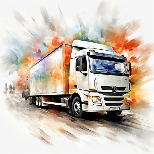 Truck clipart in the style of Impressionistic Art, on white background
