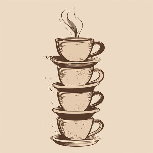 Vintage tattoo sketch of a stack of coffee cups