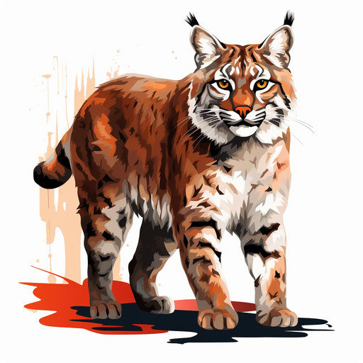 Bobcat art in Chiaroscuro style, on white background