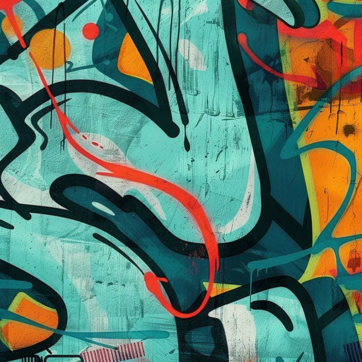 Realistic graffiti with flat teal background