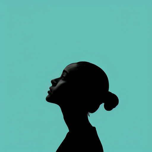 Realistic person silhouette on turquoise background