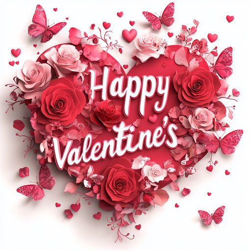 3D Valentine's Day roses and butterflies