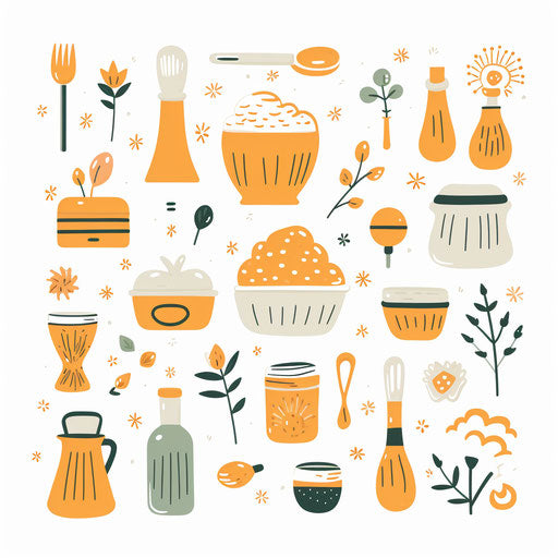 Minimalist style baking illustration on white background