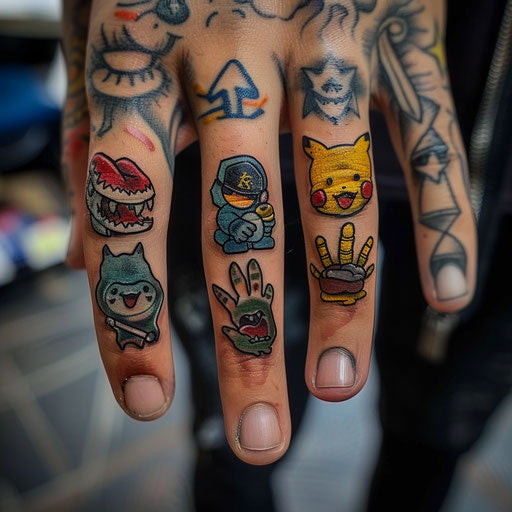 Whimsical ring finger tattoos
