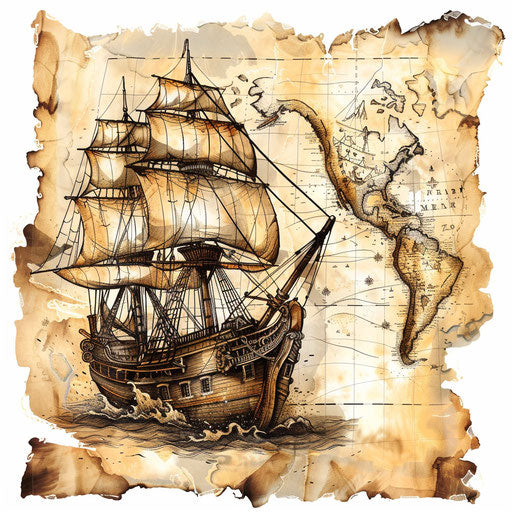 Exploration of a pirate ship on a detailed map