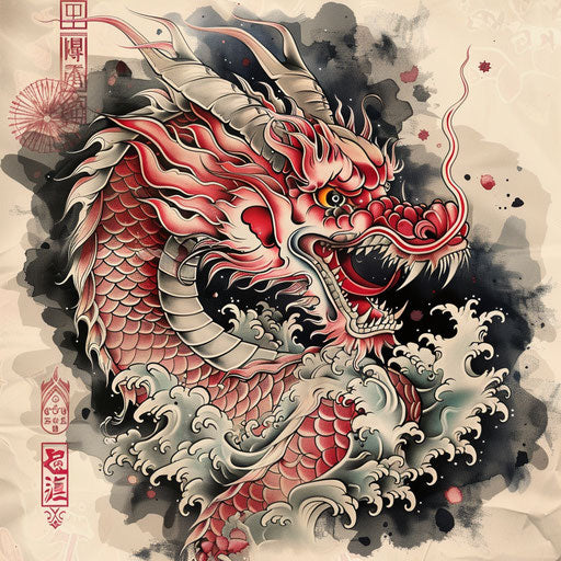 Tattoo symbols with Japanese influences, in the style of Ami James