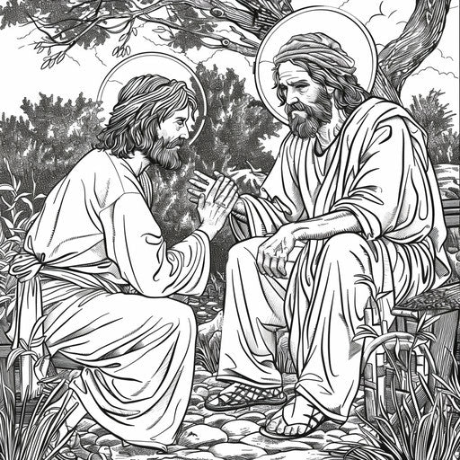 Jesus healing a blind man with compassion