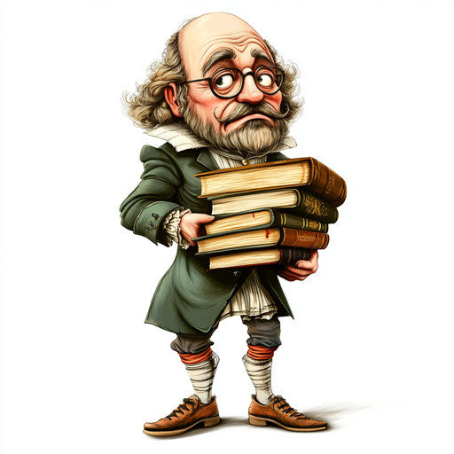 Humorous caricature of a William Shakespeare clipart