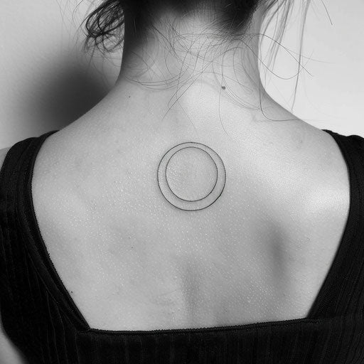Minimalist flat geometric circle with thin black outline