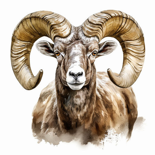Ram clipart in the style of Oil painting, on a white background