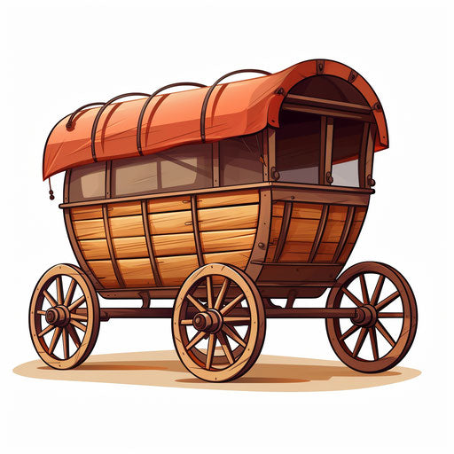 Minimalist wagon illustration on white background
