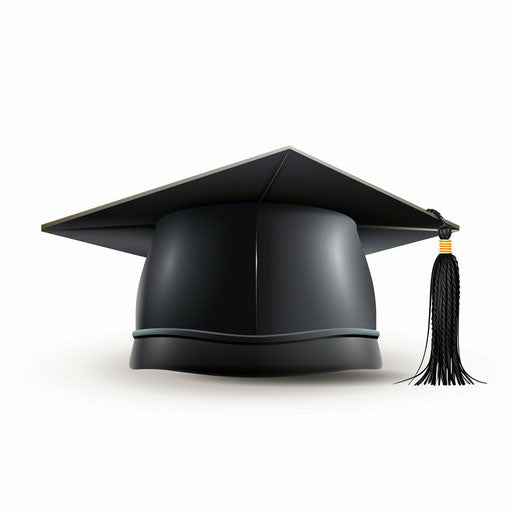 Realistic graduation cap on flat white background