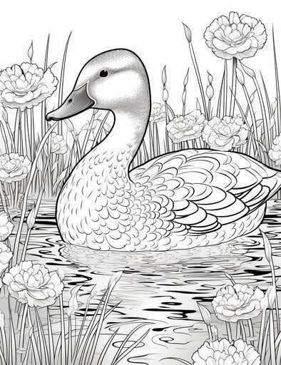 Duck in the pond coloring pages