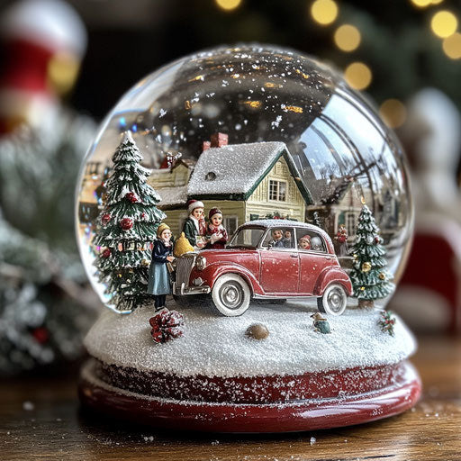 Classic Christmas scene in a vintage snow globe