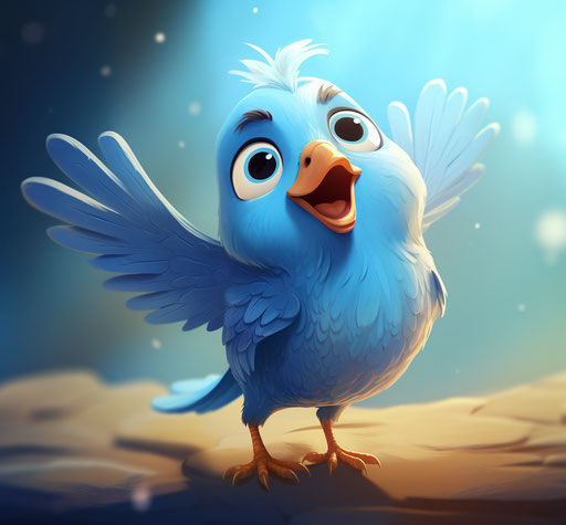 Blue bird with wings, light teal style, candid moments captured