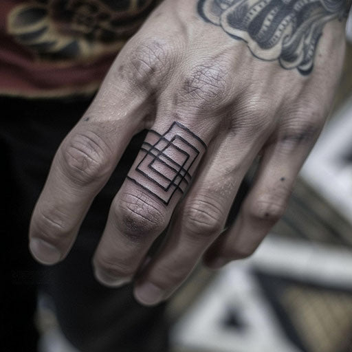 Minimalist geometric pattern tattoo of a ring
