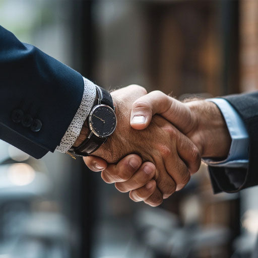 Businessman sealing a groundbreaking partnership