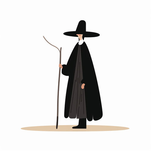 Minimalist pilgrim clipart on white background