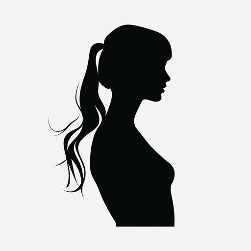 Minimalist female silhouette on white background