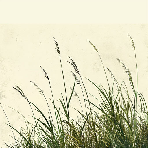 Photo realistic style grass clipart with flat random background, vintage filter, and delicate lines