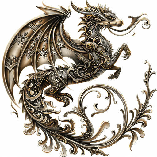 Dragon tattoo with twisted vine