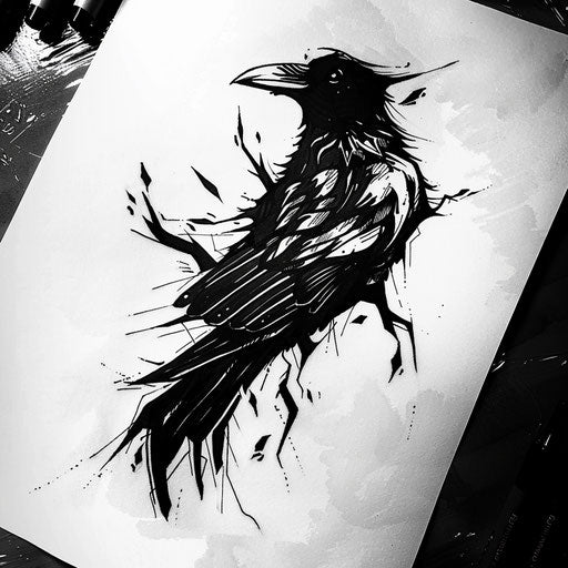 Elegant tattoo sketch with a Dark Souls crow
