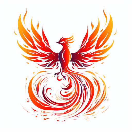 Minimalist phoenix illustration on white background