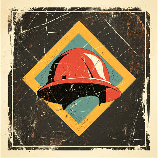 Vintage badge construction logo with retro color palette