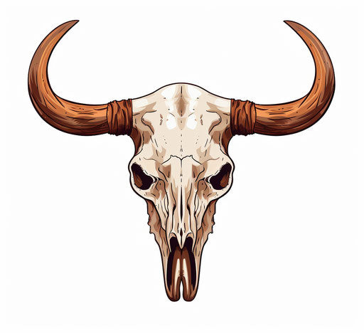 Cattle skull clip art, distinct stylistic range, simple line drawings