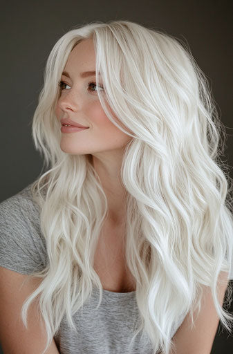 Beautiful blonde woman with white hair for her wedding
