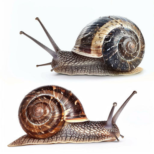 Snail clipart in a photo realistic style against flat white background