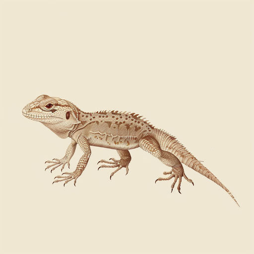 Elegant lizard in muted tones on flat cream background