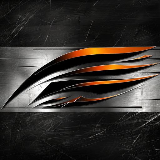 Modern sleek lines trucking logo with metallic background