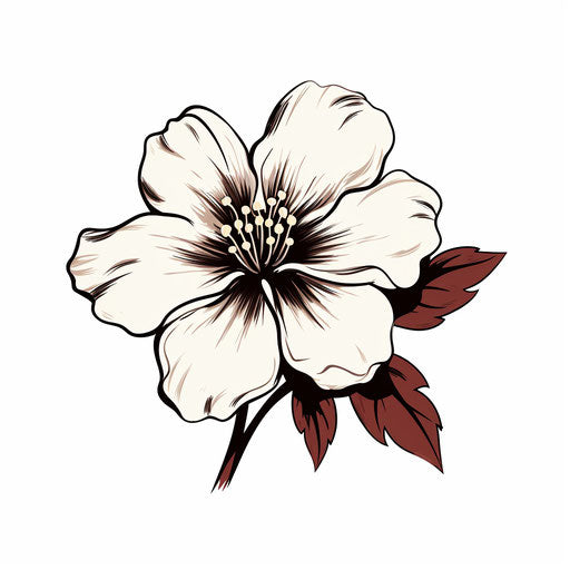 Simple flower illustration in the style of Chiaroscuro Art, on white background
