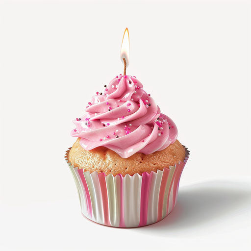 Realistic birthday cupcake on white background