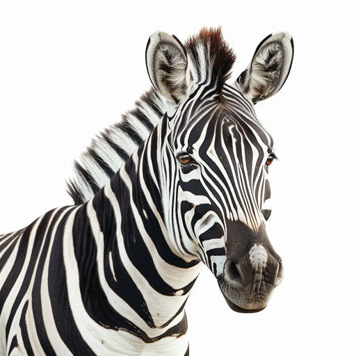 Zebra clipart in a photo realistic style on white background