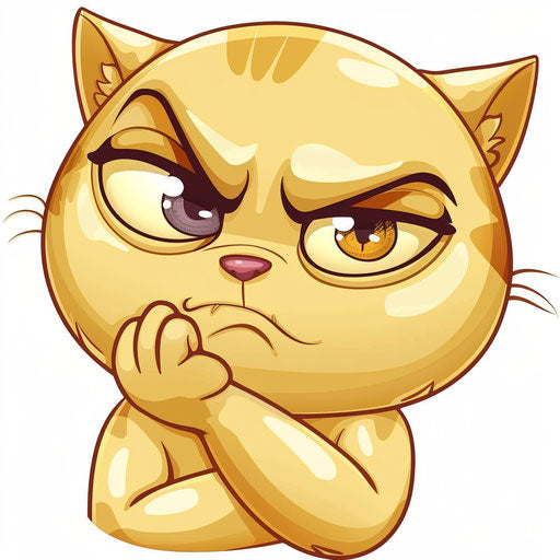 Deep contemplation on white background, sticker style