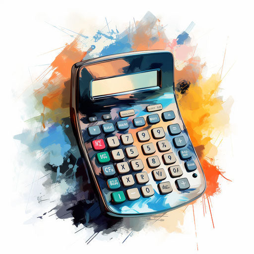 Calculator illustration in the style of Impressionistic Art on white background